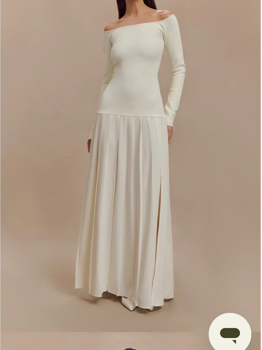 Meshki Off-Shoulder Long Sleeve Maxi Dress in Cream